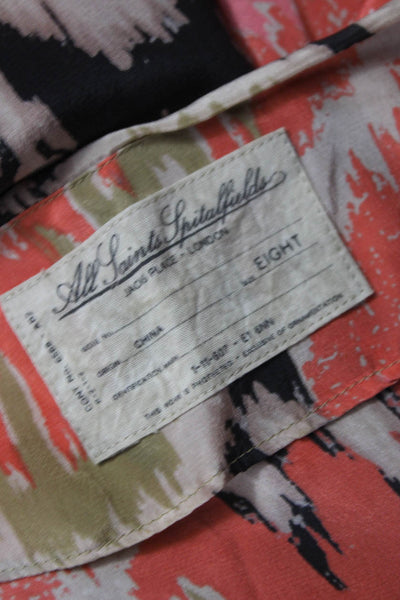 AllSaints Co Ltd Spitalfields Womens Silk Geometric Cowl Neck Tunic Size 8