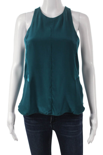 Rag & Bone Womens High Neck Sleeveless Silk Tank Green Zip Size S