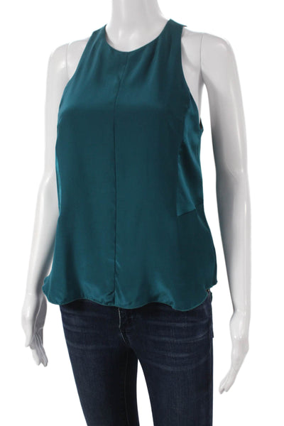 Rag & Bone Womens High Neck Sleeveless Silk Tank Green Zip Size S
