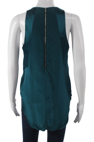 Rag & Bone Womens High Neck Sleeveless Silk Tank Green Zip Size S