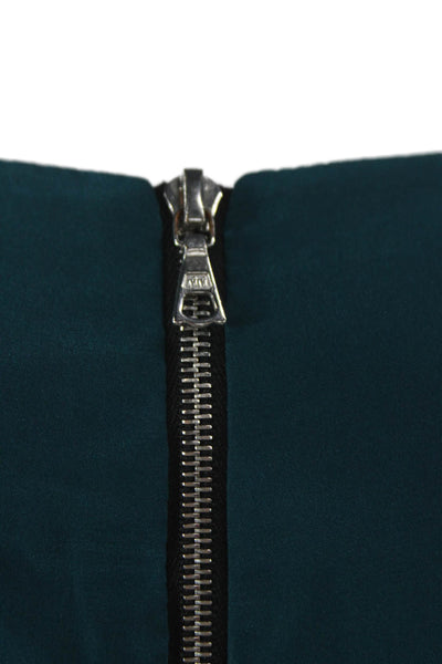 Rag & Bone Womens High Neck Sleeveless Silk Tank Green Zip Size S