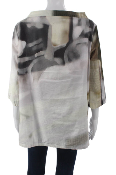 Piazza Sempione Womens Tunic Blouse Multicolor Boat Neck 3/4 Sleeve Size 44