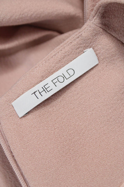 The Fold Womens Tunic Blouse Pink Square Neck Short Sleeve Zip Size 10