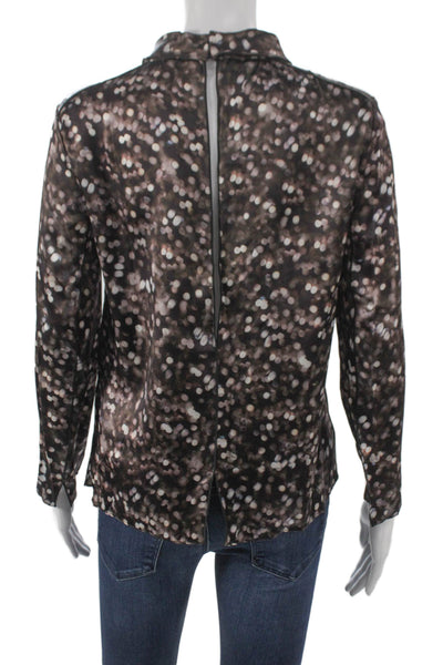 Rag & Bone Womens Silk Mock Neck Polka Dot Long Sleeve Blouse Brown Size S