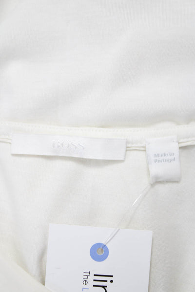 Boss Hugo Boss Womens Ivory Cotton V-Neck Sleeveless Basic Blouse Size 6