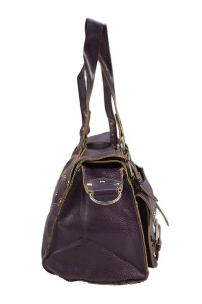 Matt & Nat Womens Single Strap Double Pocket Leather Shoulder Handbag Purple