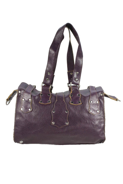 Matt & Nat Womens Single Strap Double Pocket Leather Shoulder Handbag Purple