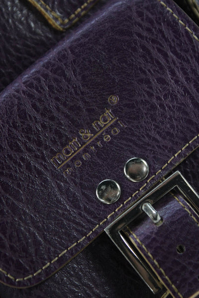 Matt & Nat Womens Single Strap Double Pocket Leather Shoulder Handbag Purple