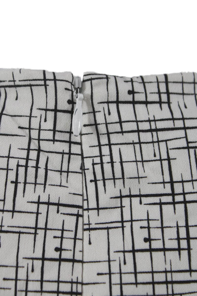 Estelle & Finn Womens Tunic Sleeveless Boat Neck Geometric Zip White Size 8