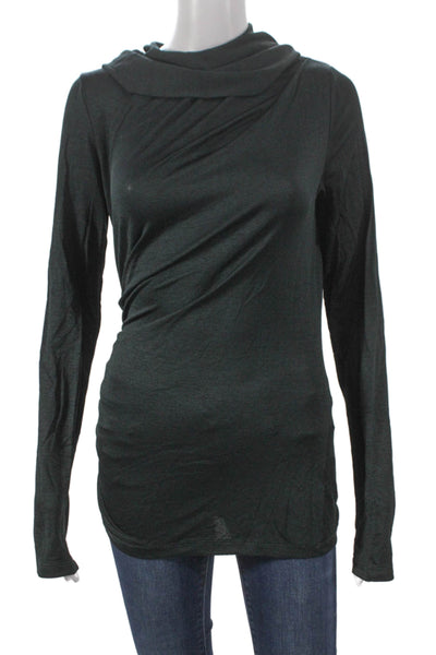 T Alexander Wang Women Tunic T-Shirt Green Cowl Neck Longsleeve Size S
