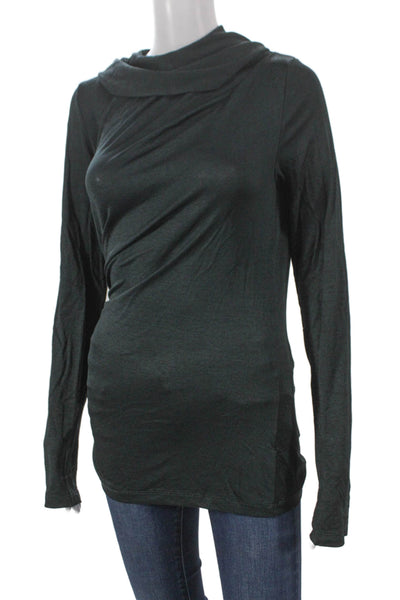 T Alexander Wang Women Tunic T-Shirt Green Cowl Neck Longsleeve Size S