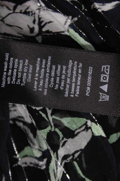Rag & Bone Womens Floral V-Neck Viscose Blouse Long Sleeve Black Size M