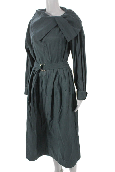 3.1 Phillip Lim Womens A-Line Collared Green Mid-Calf Long Sleeve Dress Size 8