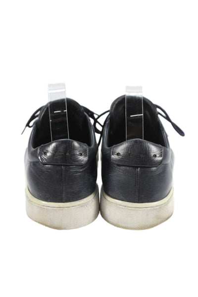 Tods Mens Leather Lace Up Low Top Sneakers Navy Blue Size 8.5