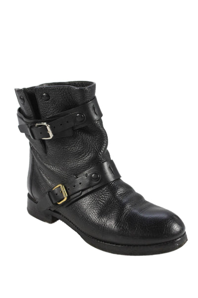 Chloe Womens Leather Belted Ankle Biker Boots Black Size 36 6
