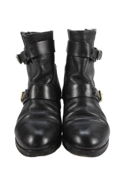 Chloe Womens Leather Belted Ankle Biker Boots Black Size 36 6