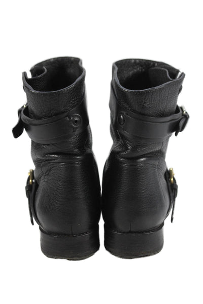 Chloe Womens Leather Belted Ankle Biker Boots Black Size 36 6