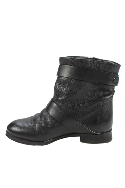Chloe Womens Leather Belted Ankle Biker Boots Black Size 36 6