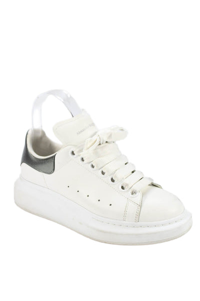 Alexander McQueen Womens Leather Lace Up Oversized Sneakers White Size 6.5