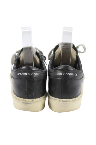 Golden Goose Deluxe Brand Womens Leather Hi Star Sneakers Black Gold Size 36 6
