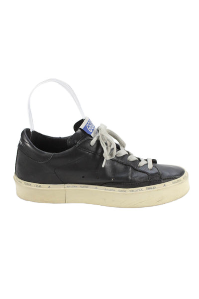 Golden Goose Deluxe Brand Womens Leather Hi Star Sneakers Black Gold Size 36 6