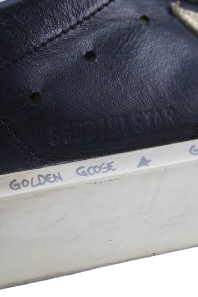 Golden Goose Deluxe Brand Womens Leather Hi Star Sneakers Black Gold Size 36 6