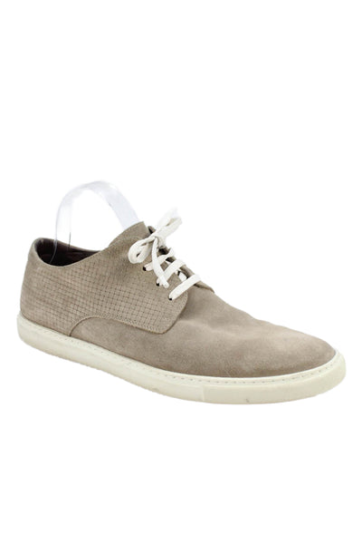 Boggi Mens Suede Lace Up Low Top Sneakers Beige Size 8
