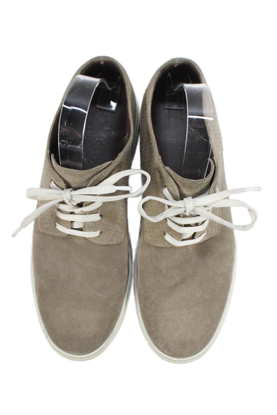 Boggi Mens Suede Lace Up Low Top Sneakers Beige Size 8