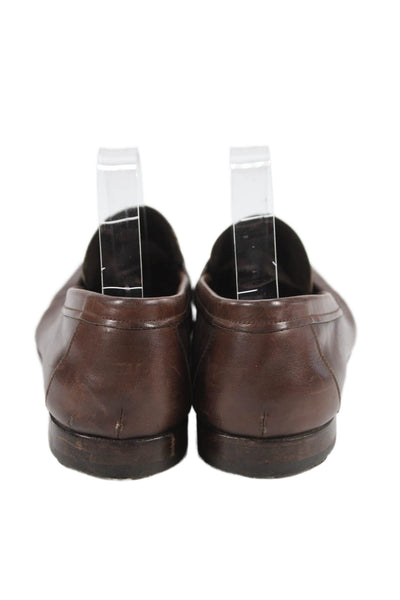 Prada Mens Leather Slide On Dress Shoe Loafers Mahogany Brown Size 9