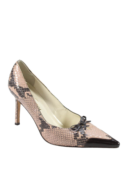 Wills Fancy Womens Leather Animal Print Pointed Toe Heels Pink Size 7B