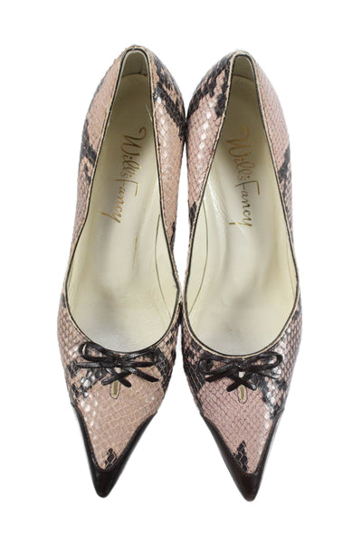 Wills Fancy Womens Leather Animal Print Pointed Toe Heels Pink Size 7B