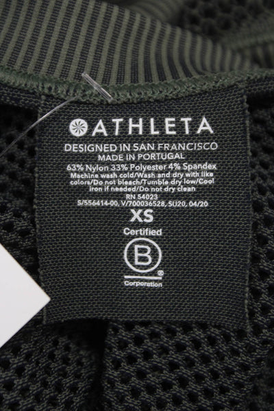 Athleta Womens Basic Sleeveless Tank Green Nylon Crew Neck Geometric Size XS
