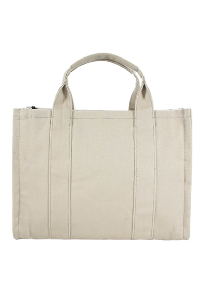 Quince Womens Solid Canvas Convertible Top handle Bag Beige