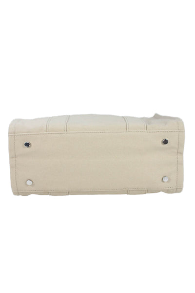 Quince Womens Solid Canvas Convertible Top handle Bag Beige
