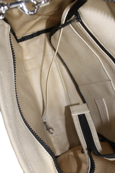Quince Womens Solid Canvas Convertible Top handle Bag Beige