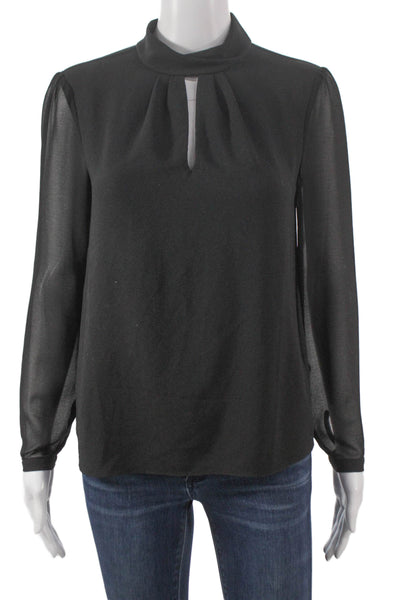 1. State Womens Mock Neck Long Sleeve Basic Polyester Blouse Black Size XS