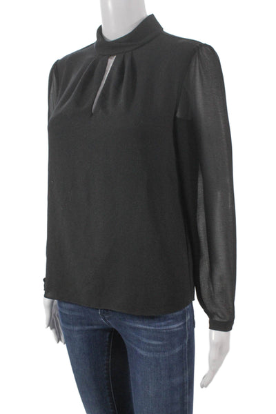 1. State Womens Mock Neck Long Sleeve Basic Polyester Blouse Black Size XS