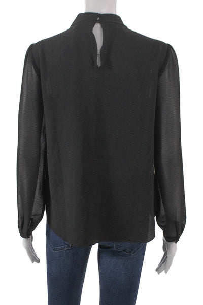 1. State Womens Mock Neck Long Sleeve Basic Polyester Blouse Black Size XS