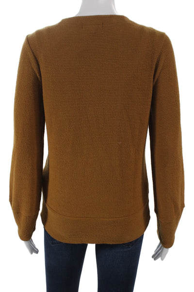 Madewell Women V Neck Brown Cotton Blend Cardigan Long Sleeve Size XS