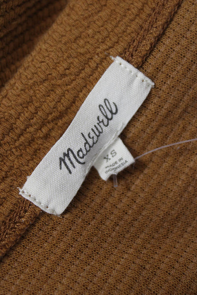 Madewell Women V Neck Brown Cotton Blend Cardigan Long Sleeve Size XS