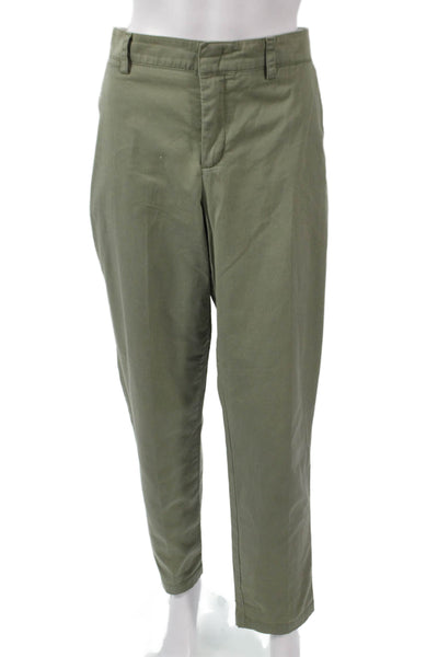 Vince Womens Chino Pants Green Button 98% Cotton 2% Elastane Size 12