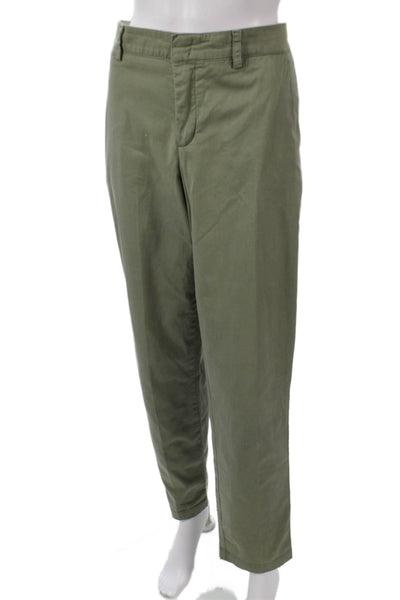 Vince Womens Chino Pants Green Button 98% Cotton 2% Elastane Size 12