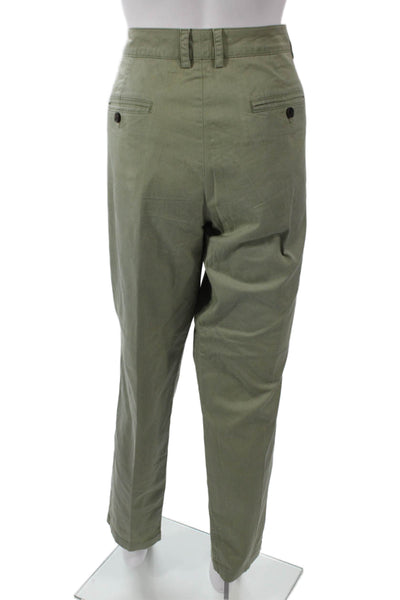 Vince Womens Chino Pants Green Button 98% Cotton 2% Elastane Size 12