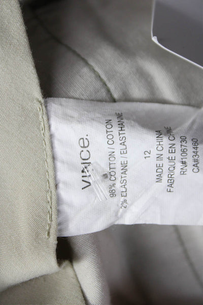 Vince Womens Chino Pants Green Button 98% Cotton 2% Elastane Size 12
