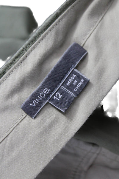 Vince Womens Chino Pants Green Button 98% Cotton 2% Elastane Size 12