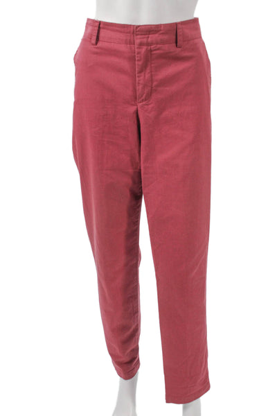 Vince Women Chino Pants Red Cotton Blend Zip Fly Size 12