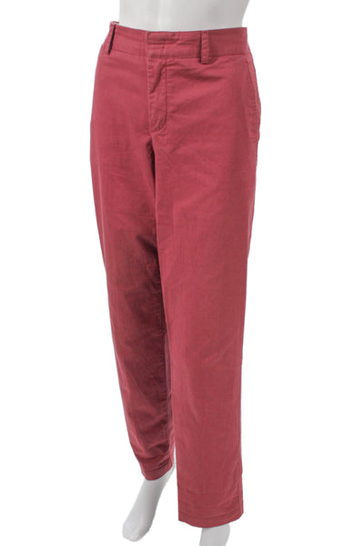 Vince Women Chino Pants Red Cotton Blend Zip Fly Size 12