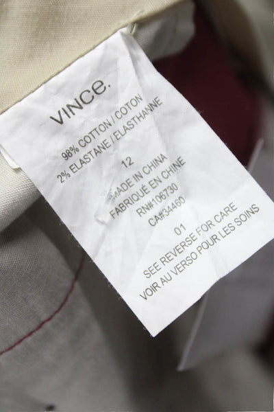 Vince Women Chino Pants Red Cotton Blend Zip Fly Size 12