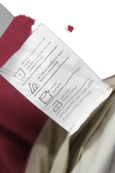 Vince Women Chino Pants Red Cotton Blend Zip Fly Size 12