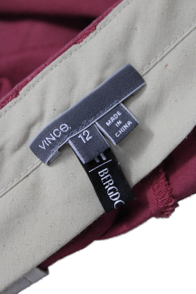 Vince Women Chino Pants Red Cotton Blend Zip Fly Size 12